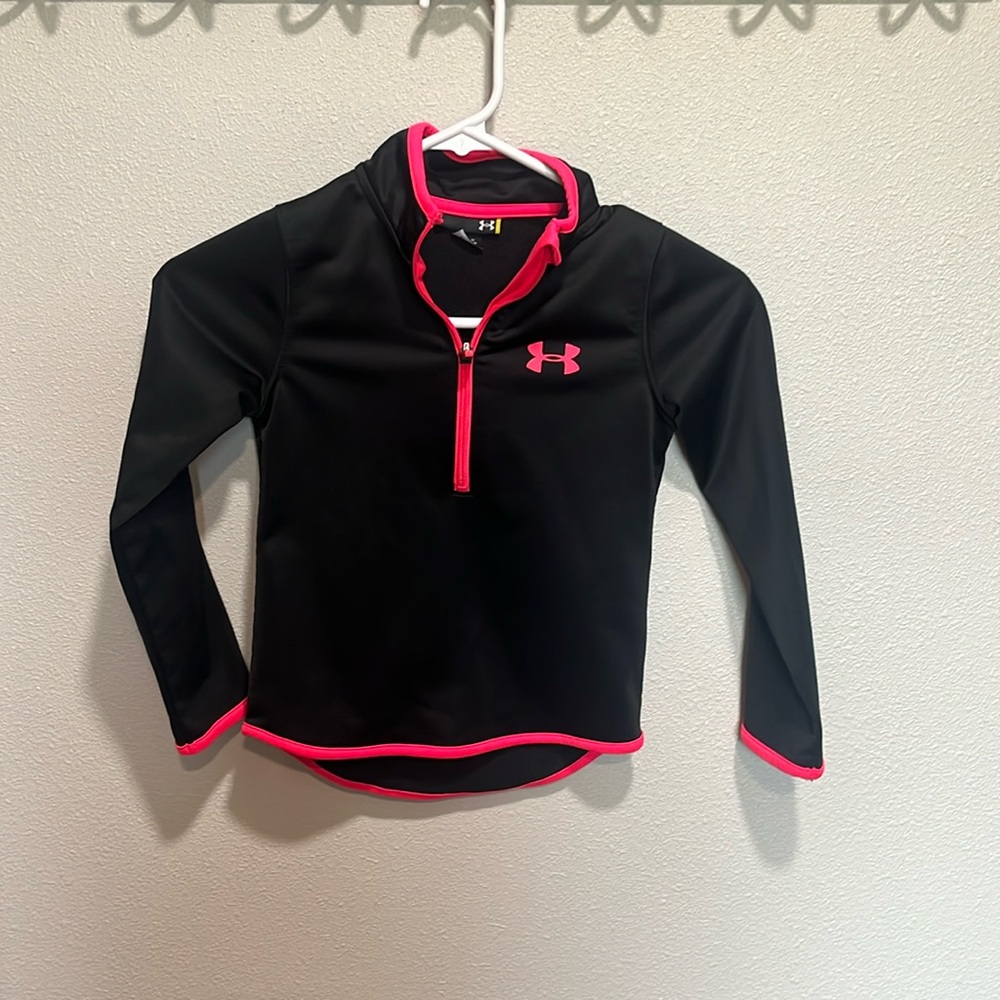 Girls Under Armour quarter zip long sleeve, size 5.